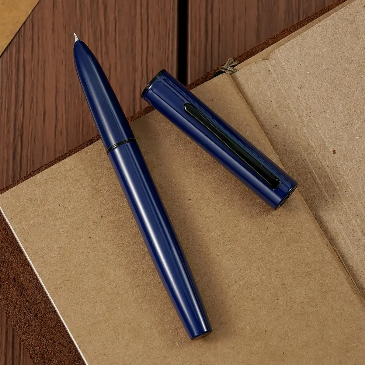 HONG DIAN C1 Fountain Pen Extra Fine Nib, Dark Blue & Classic Retro Design Metal Pen with Ink Converter (140mm, 26.5g) - main product image