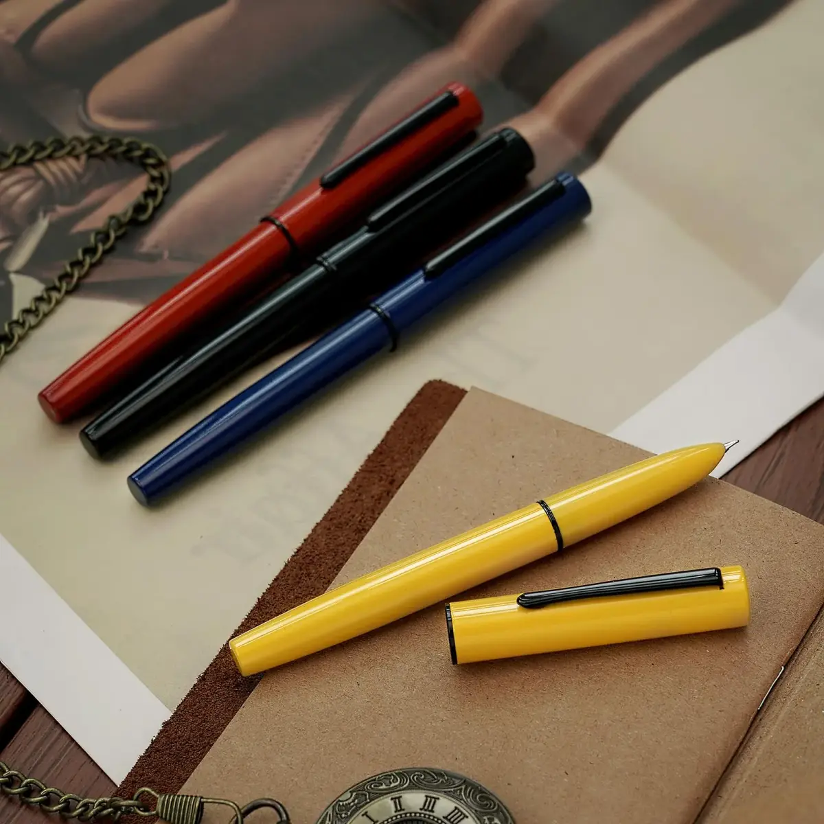 HONG DIAN C1 Fountain Pen Extra Fine Nib, Dark Blue & Classic Retro Design Metal Pen with Ink Converter (140mm, 26.5g) - view 7
