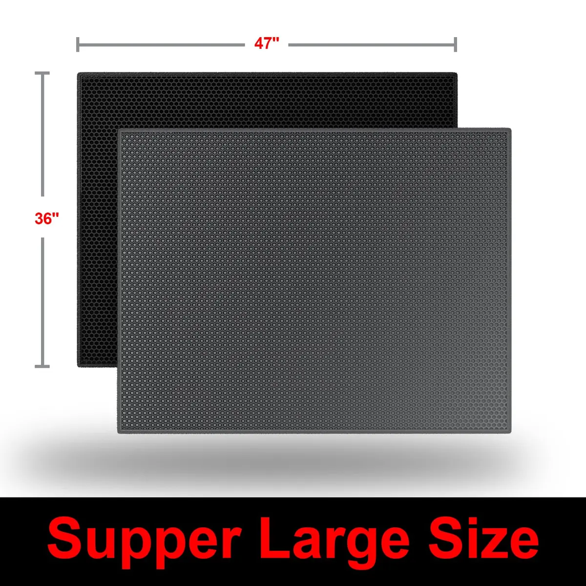 Waretary Cat Litter Mat, 47"x 36" Waterproof, Scatter Control, Grey | Large EVA Pet Mat for Clean Floors - view 7