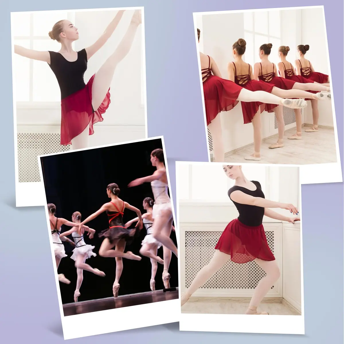 Yolev Women's Ballet Wrap Skirt Chiffon Dance Wrap Skirt with Adjustable Waist Tie Burgundy | Elegant & Breathable (70-120 chars) - view 5