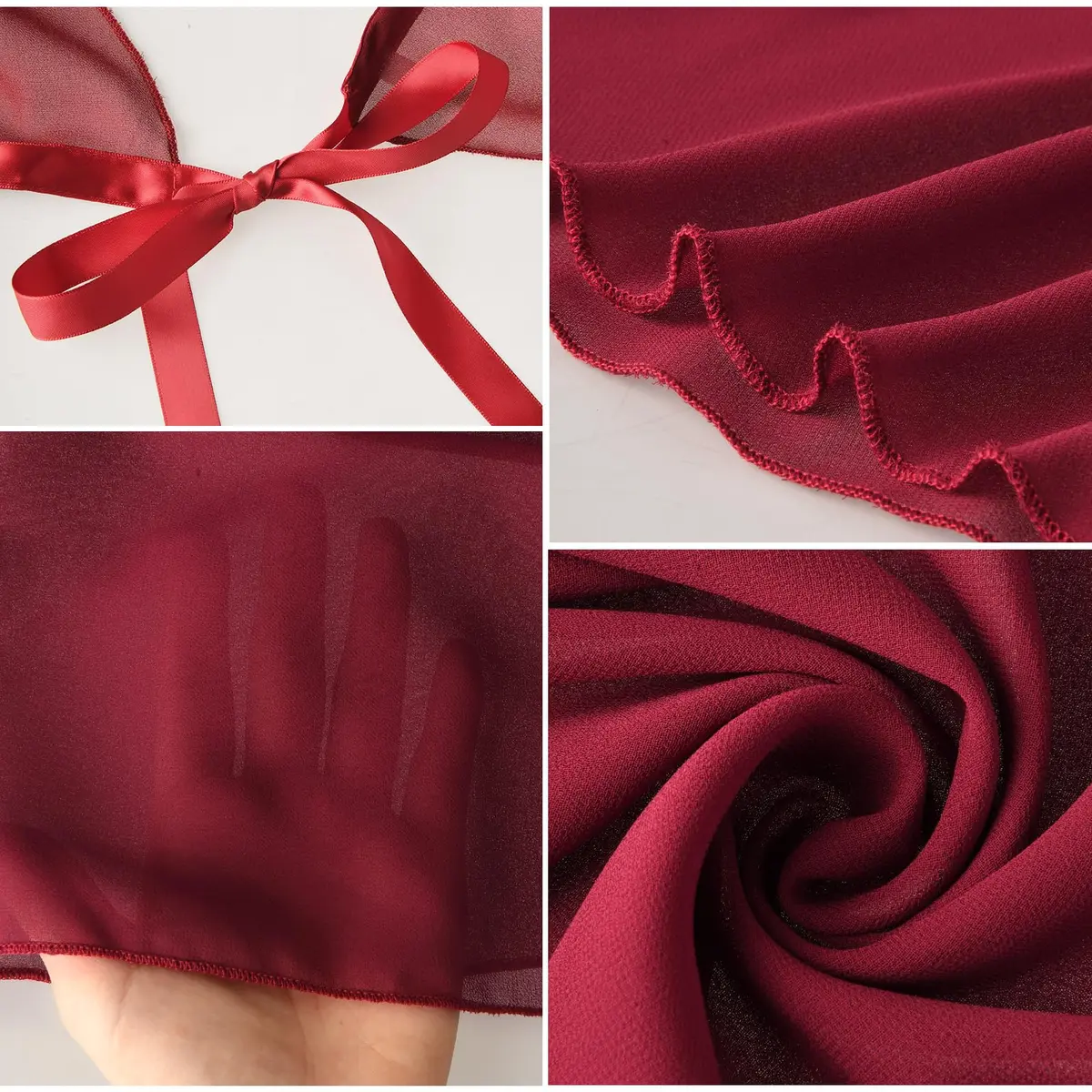 Yolev Women's Ballet Wrap Skirt Chiffon Dance Wrap Skirt with Adjustable Waist Tie Burgundy | Elegant & Breathable (70-120 chars) - view 7