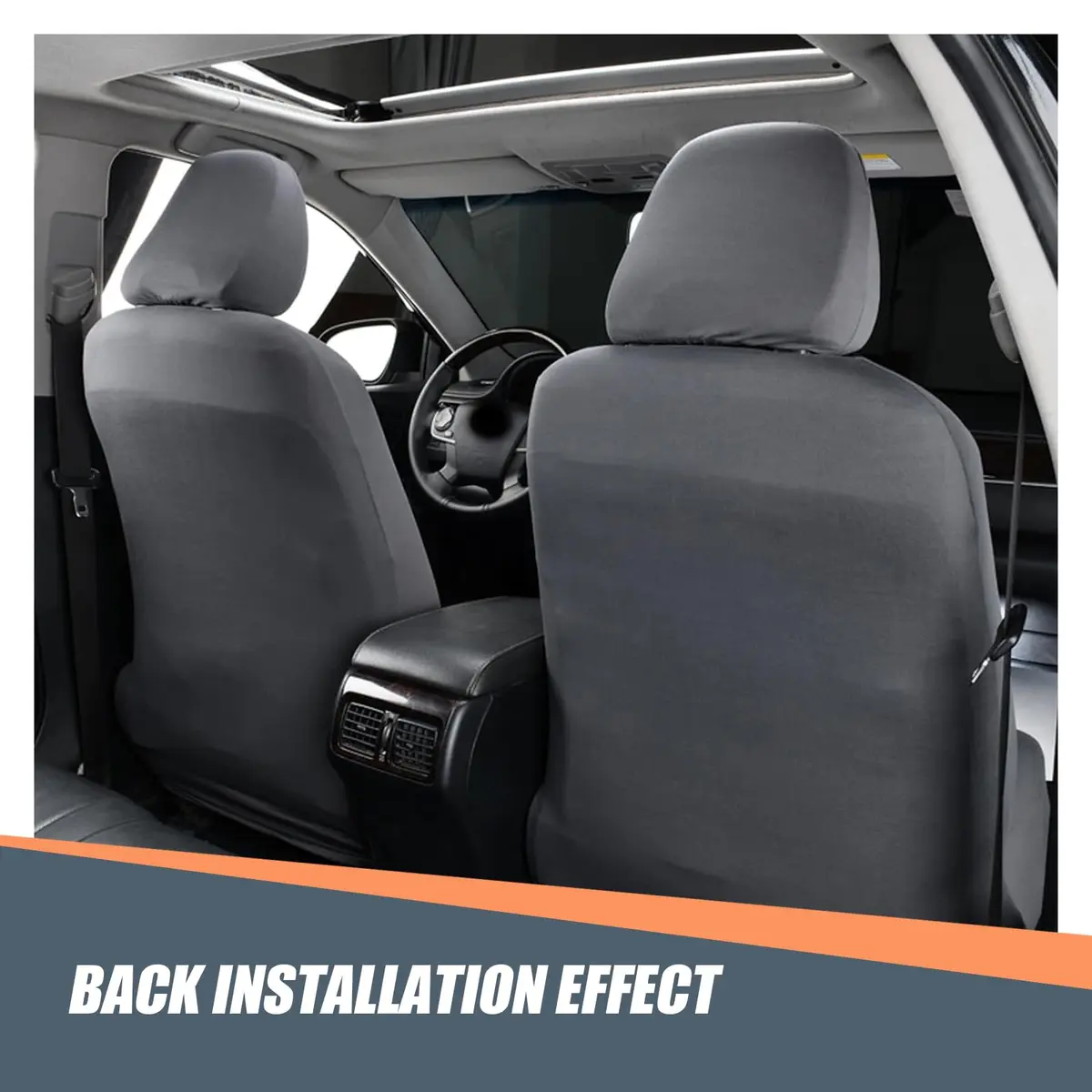 Crynod Dark Gray Knitted Stretch Headrest Covers (2 PCS, 23cm x 27cm) | Universal Fit for Most Cars - view 5