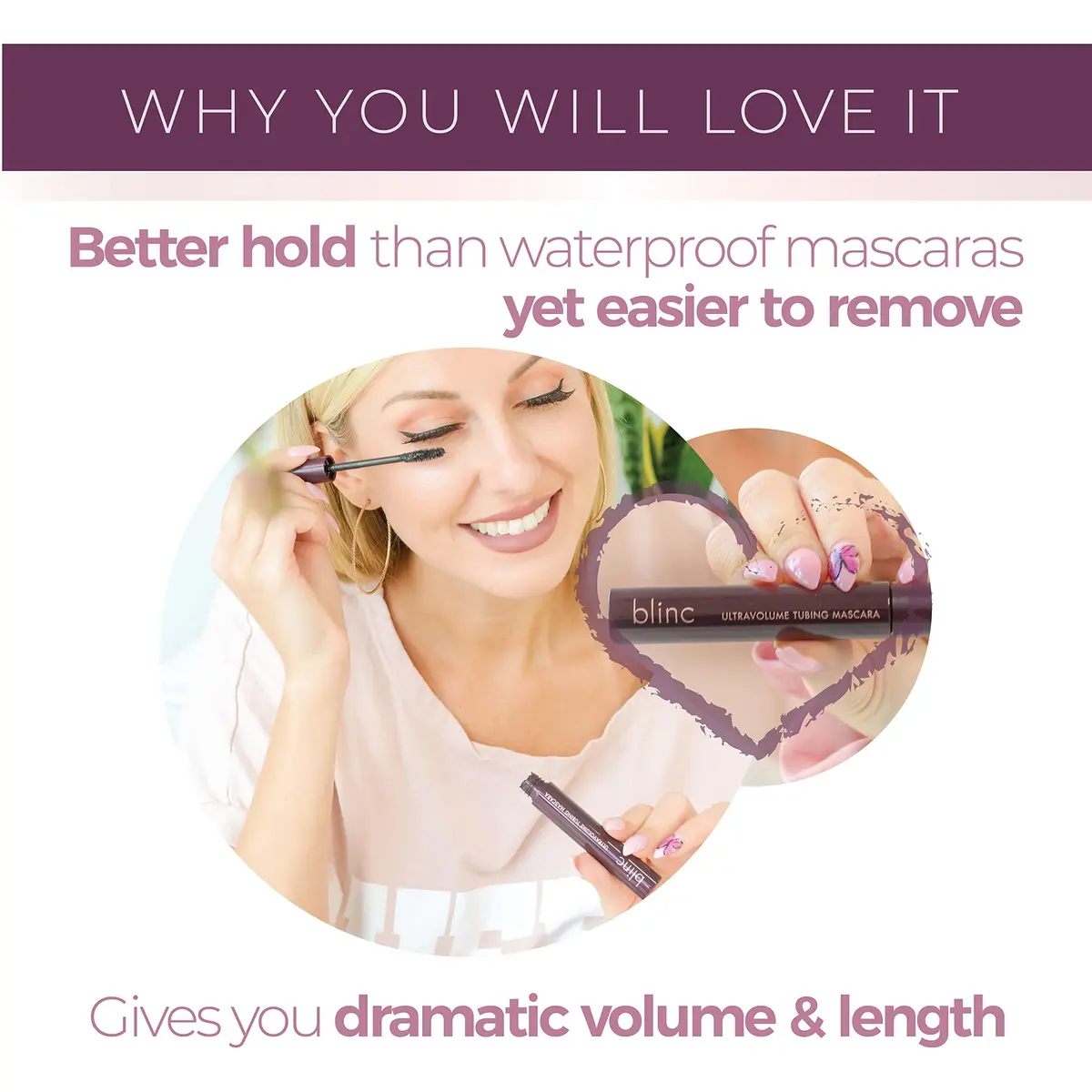 blinc UltraVolume Tubing Mascara, Dark Brown | Buildable, Smudge-Proof & Water-Resistant - view 6