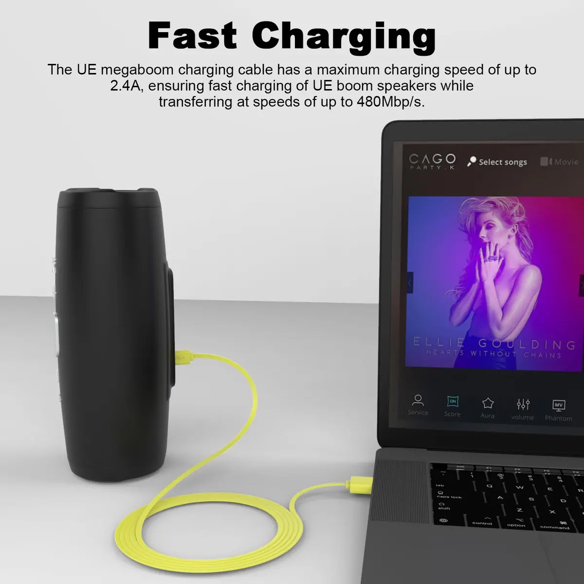 Zosvoses Micro USB Charging Cord for UE Wonderboom 3 & Megaboom 3 | 4ft Yellow - view 5