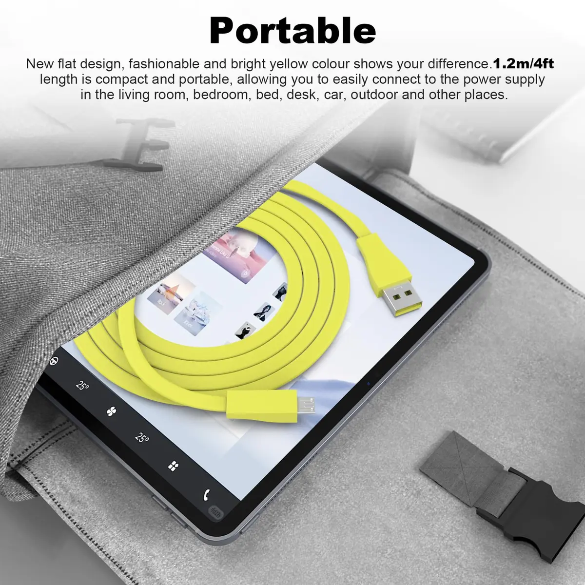 Zosvoses Micro USB Charging Cord for UE Wonderboom 3 & Megaboom 3 | 4ft Yellow - view 6