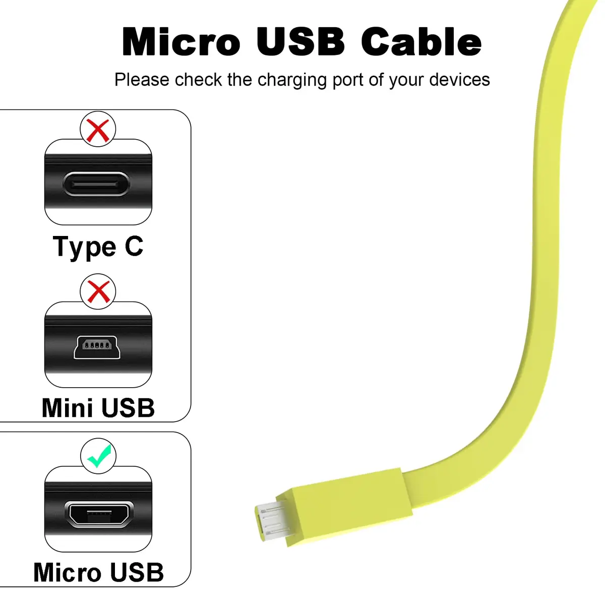 Zosvoses Micro USB Charging Cord for UE Wonderboom 3 & Megaboom 3 | 4ft Yellow - view 3