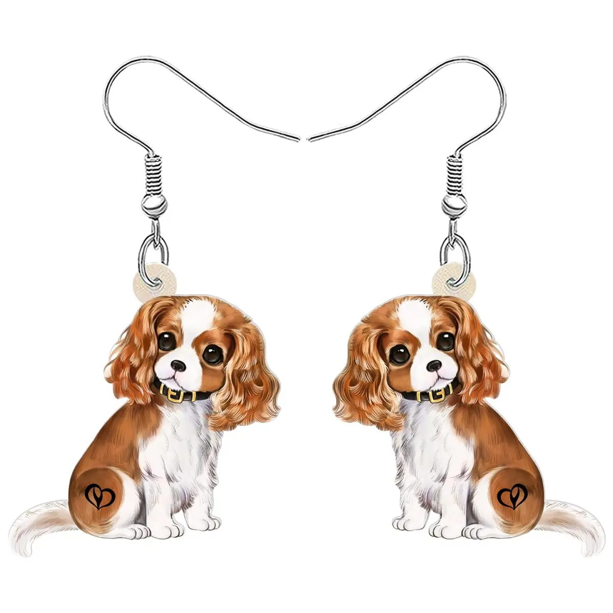 YINYA Acrylic Cavalier King Charles Spaniel Dog Earrings Dangle Drop Jewelry for Women (Brown) | Lightweight & Novelty - main product image
