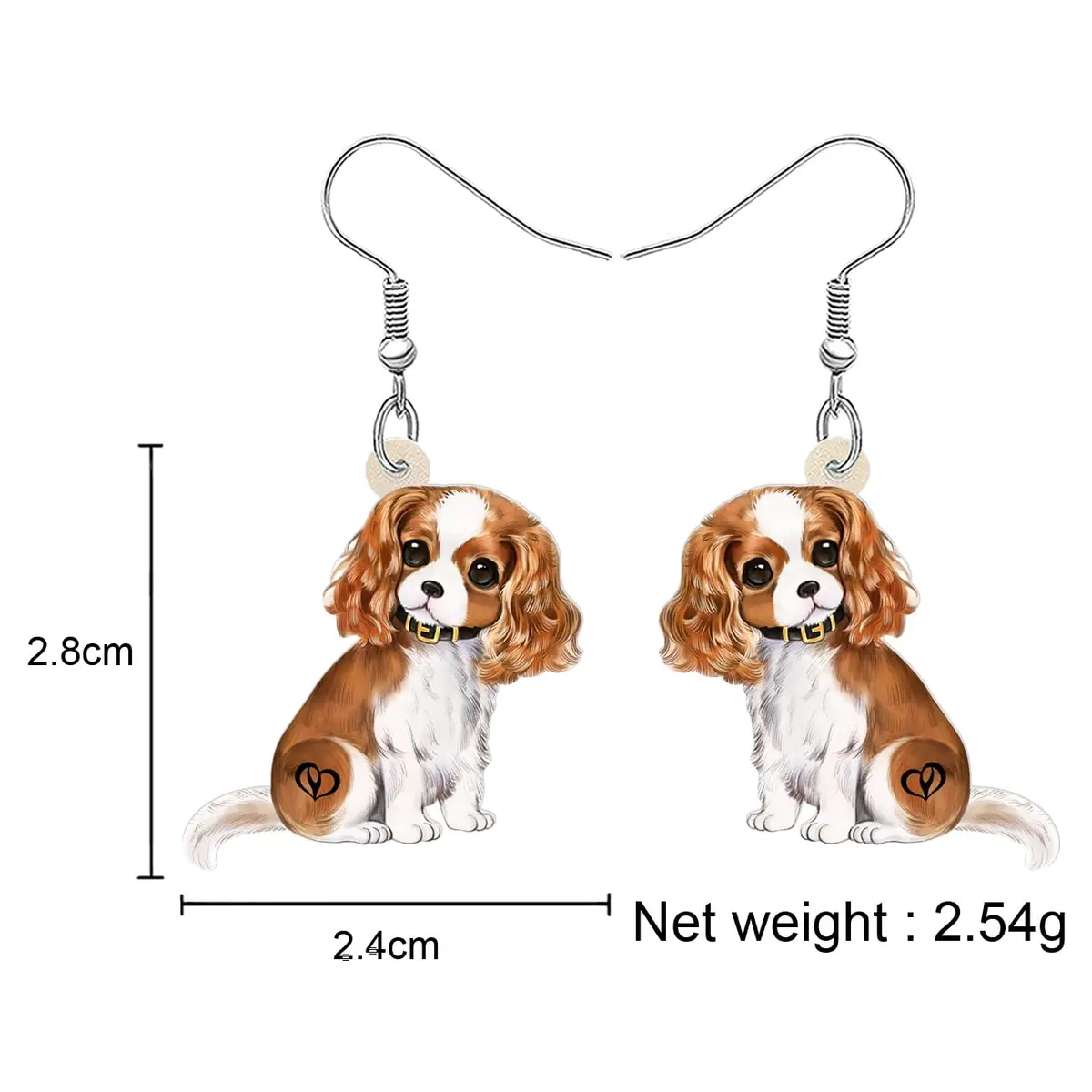 YINYA Acrylic Cavalier King Charles Spaniel Dog Earrings Dangle Drop Jewelry for Women (Brown) | Lightweight & Novelty - view 5