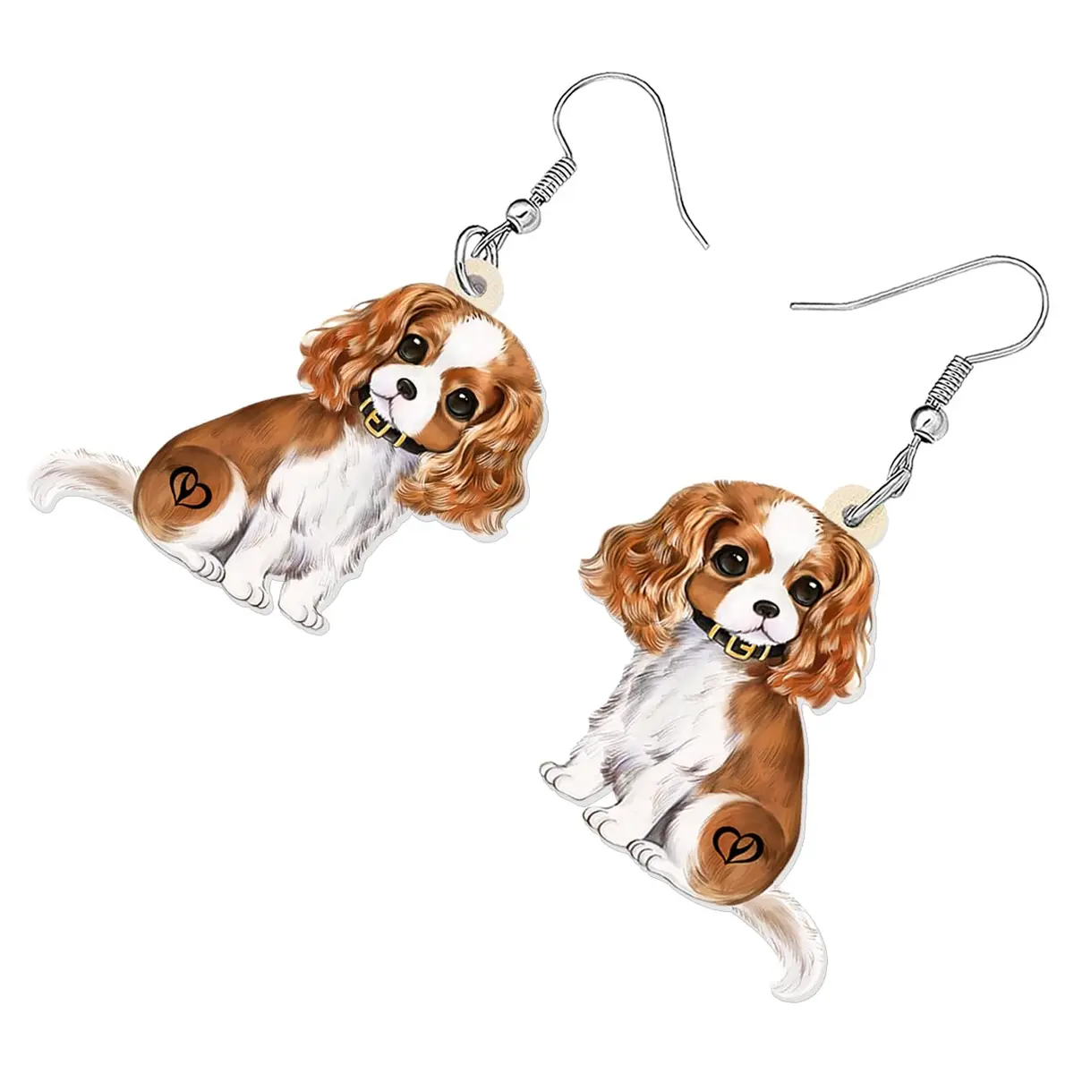 YINYA Acrylic Cavalier King Charles Spaniel Dog Earrings Dangle Drop Jewelry for Women (Brown) | Lightweight & Novelty - view 3