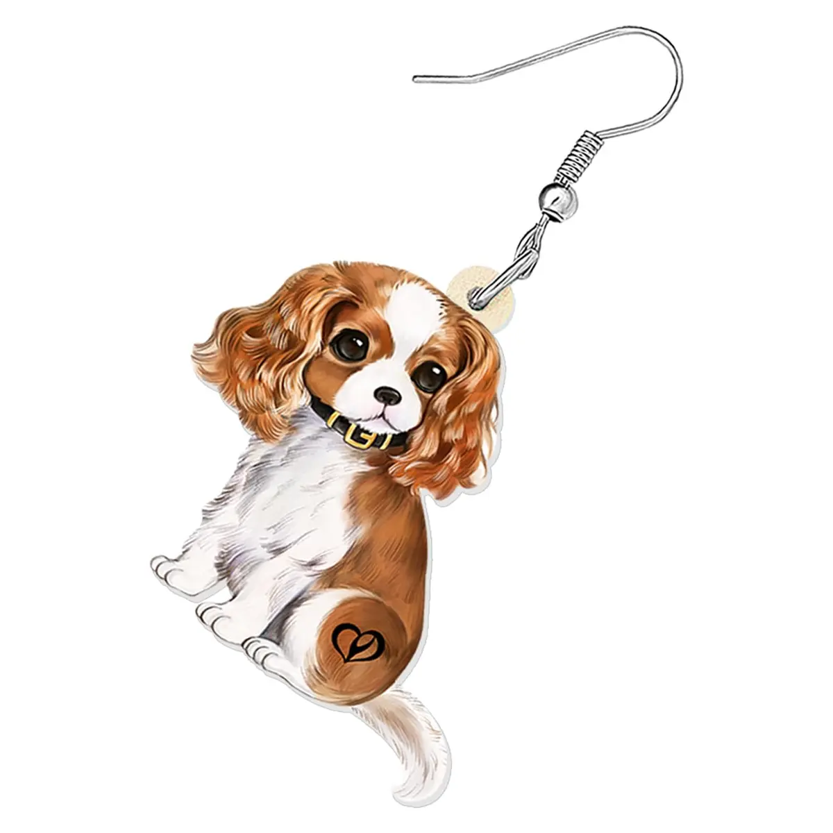 YINYA Acrylic Cavalier King Charles Spaniel Dog Earrings Dangle Drop Jewelry for Women (Brown) | Lightweight & Novelty - view 4