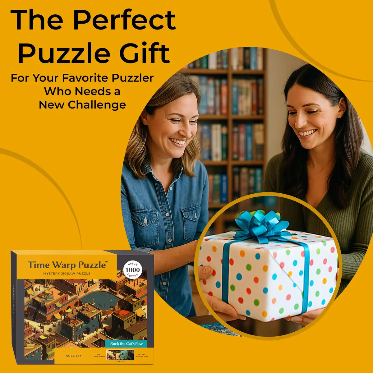 da Vinci's Room Time Warp Puzzle – Rock the Cat's Paw 1000 Piece Jigsaw Puzzle for Adults | Day to Night Scene Challenge - view 6