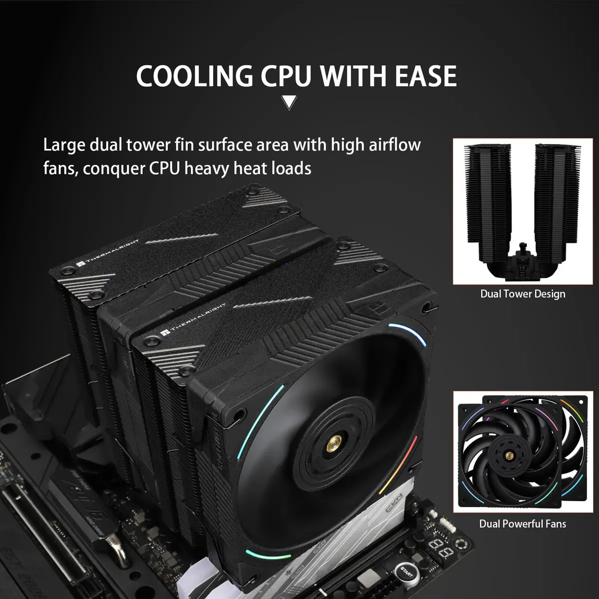 Thermalright Phantom Spirit 120 EVO CPU Cooler Dual TL-K12 PWM Fan 7 Heat Pipes 157mm Height | 2150RPM Speed - view 4