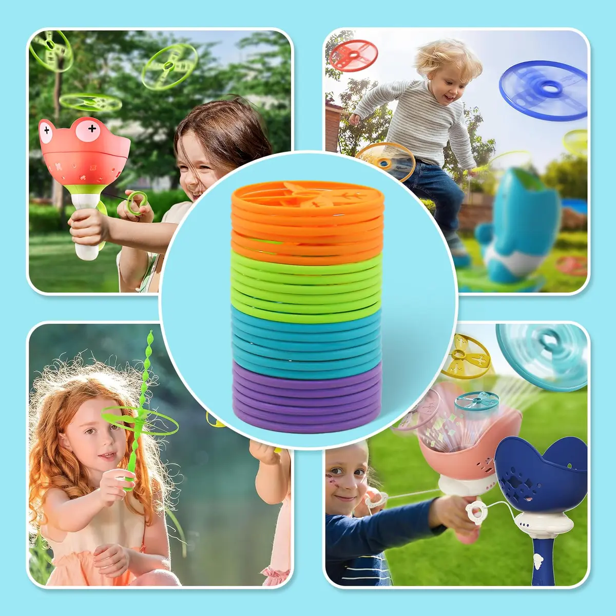 pamexin Outside Toys for Kids Ages 4-8 | 24 Discs Outdoor Play Set with Launchers - view 5
