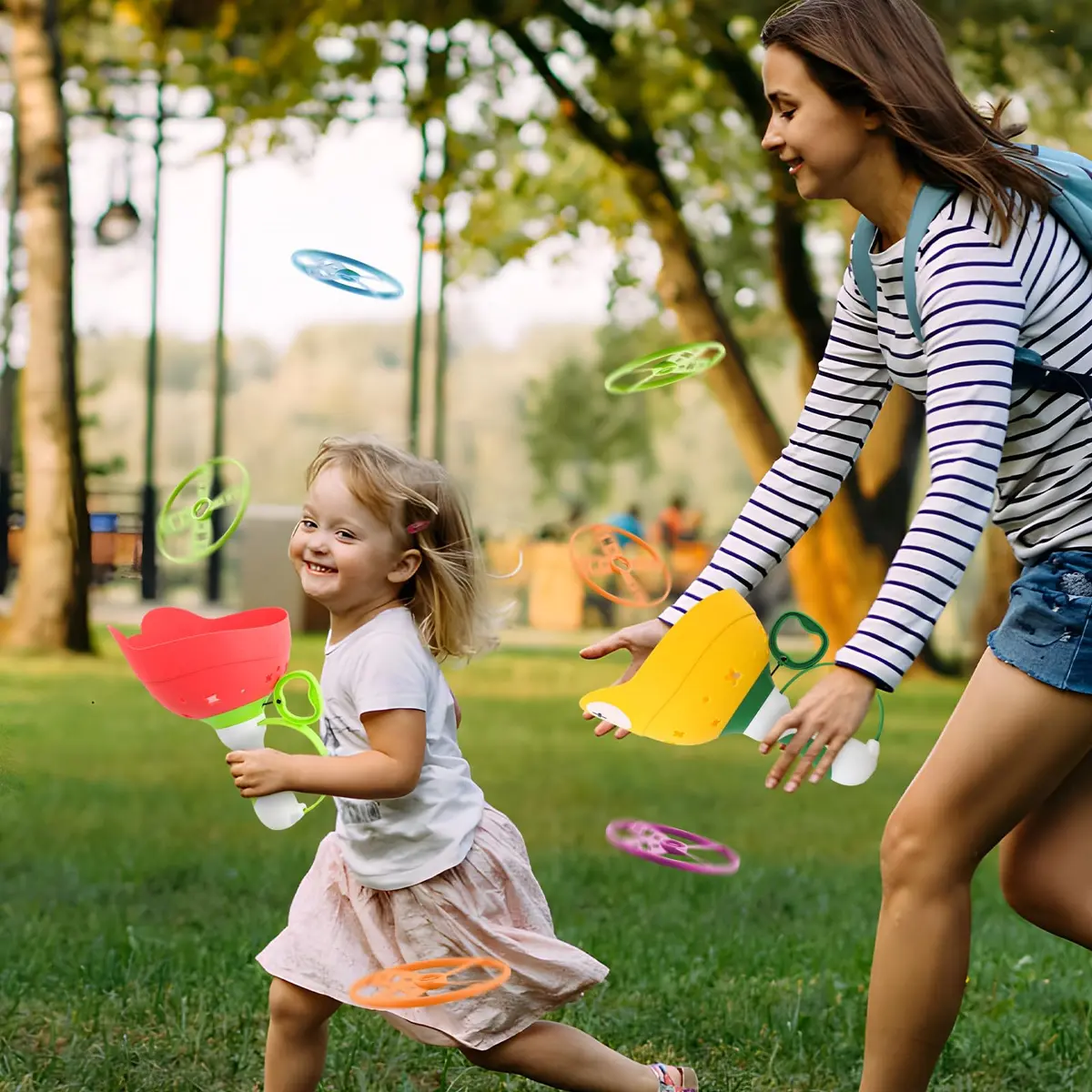 pamexin Outside Toys for Kids Ages 4-8 | 24 Discs Outdoor Play Set with Launchers - view 6