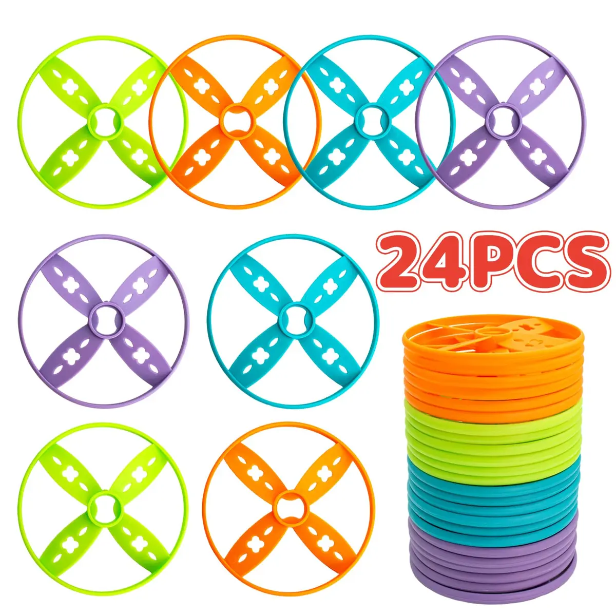 pamexin Outside Toys for Kids Ages 4-8 | 24 Discs Outdoor Play Set with Launchers - view 4