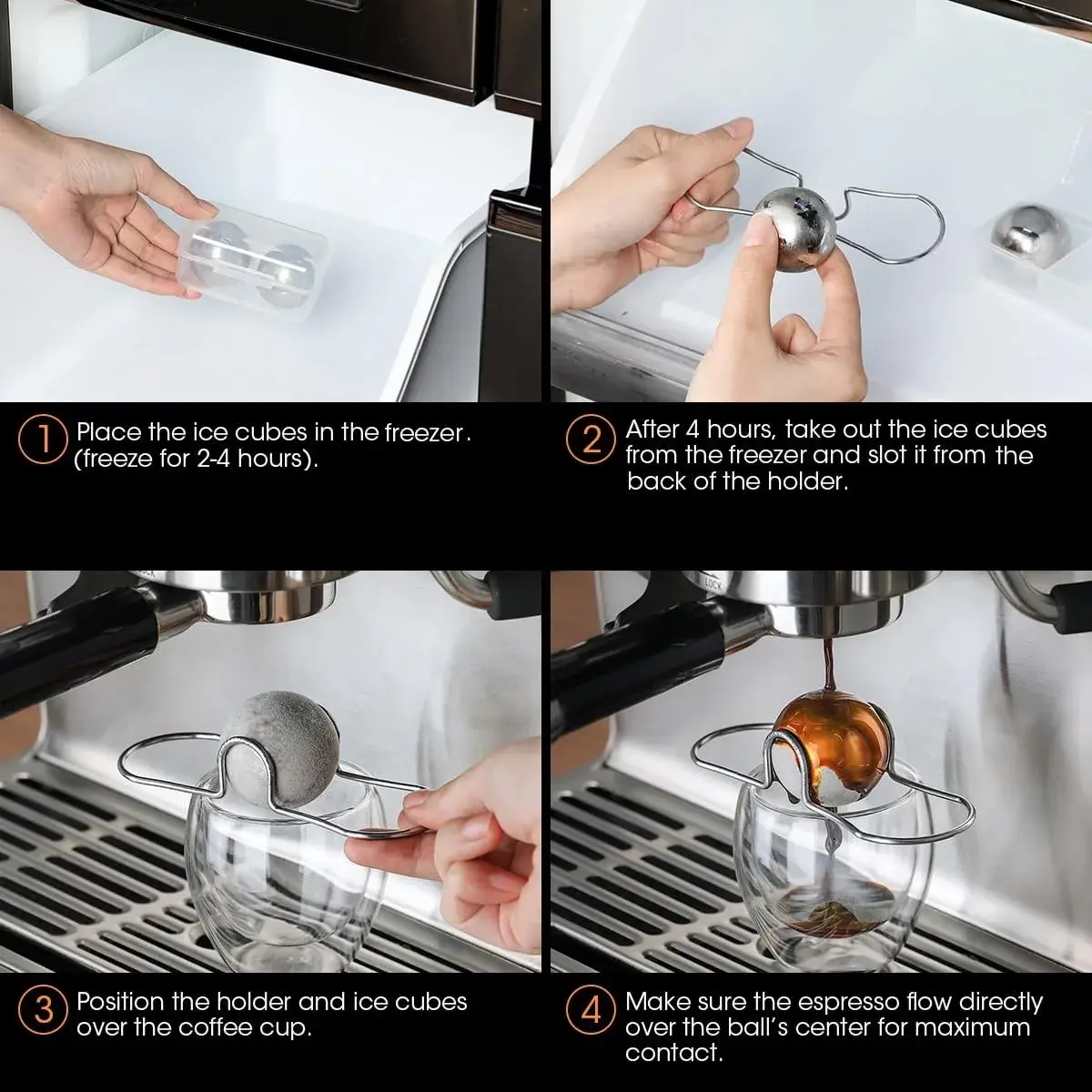 AIEVE Espresso Cooling Balls (2 Pack) Stainless Steel Espresso Accessories | Chill Coffee for Smoother Taste & Reduced Dilution - view 7