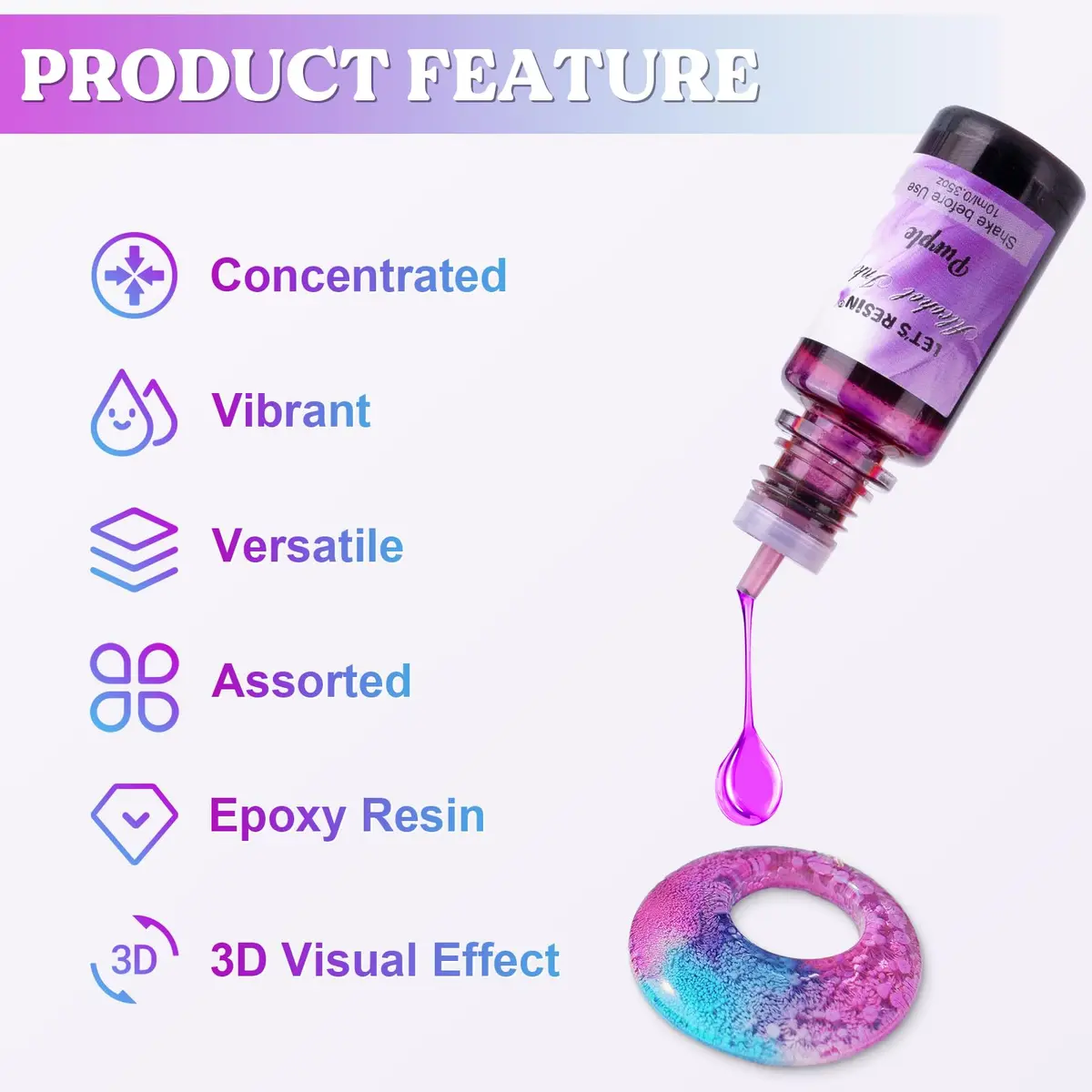 LET'S RESIN Concentrated Alcohol Ink Set 48 Colors (10ml/0.35oz Each) | Vibrant, Highly Pigmented for Resin Art - view 2