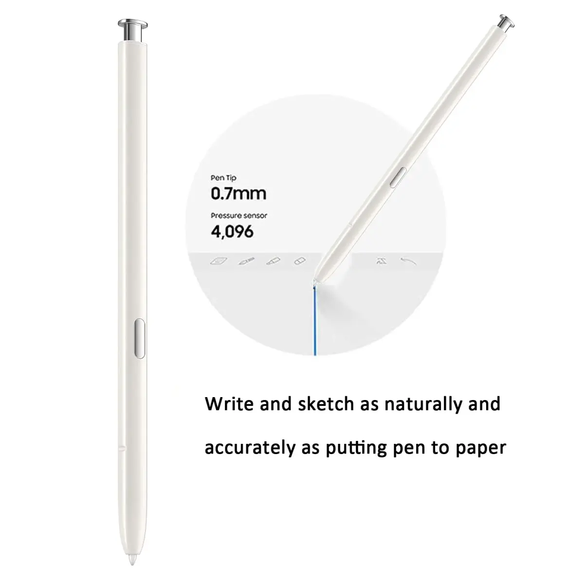 Alovexiong White S Pen Stylus for Samsung Galaxy Note 10 & Note 10+ | 4096 Pressure Levels - view 4