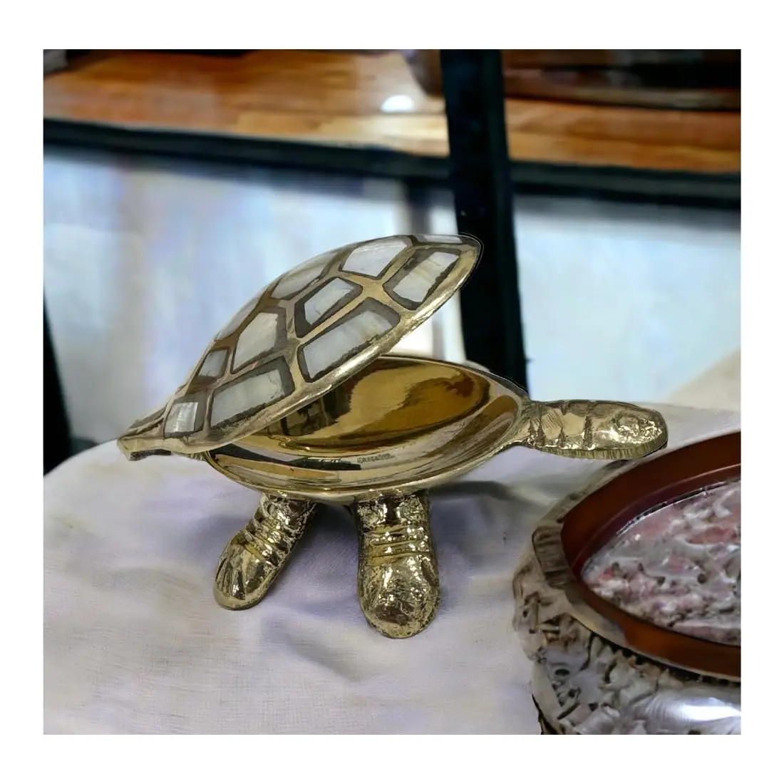 DIVE DECOR Feng Shui Brass Tortoise Figurine | Longevity, Wealth & Prosperity Symbol (1.5 cm H x 4 cm L x 2.5 cm W) - main product image