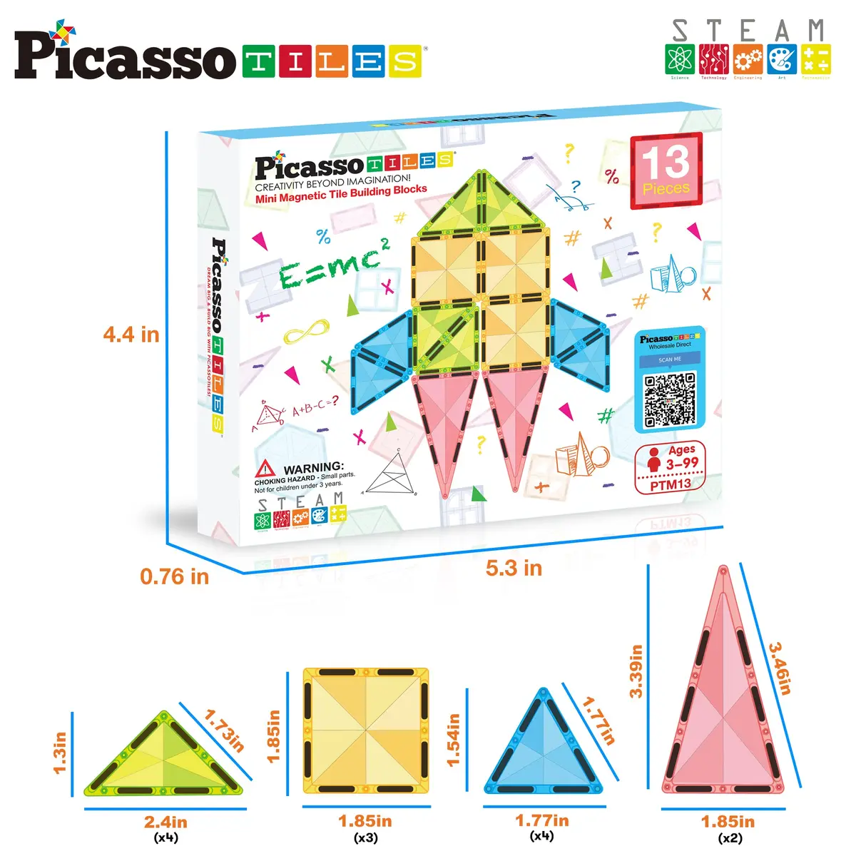 PicassoTiles Mini Diamond Series Magnet Building Blocks Toy Set 13pcs | Portable STEM Learning Kit for Kids 3+ - view 6