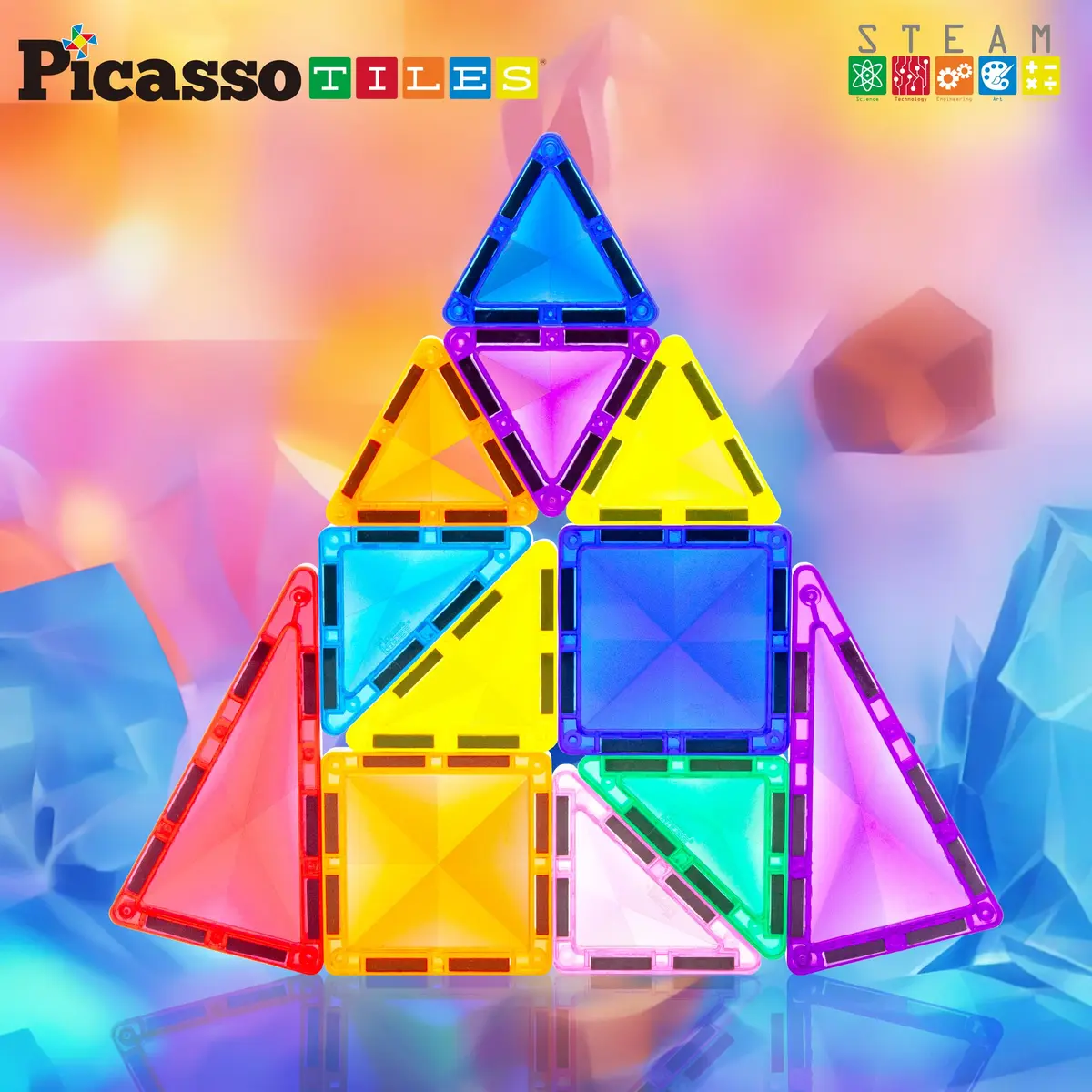 PicassoTiles Mini Diamond Series Magnet Building Blocks Toy Set 13pcs | Portable STEM Learning Kit for Kids 3+ - view 2