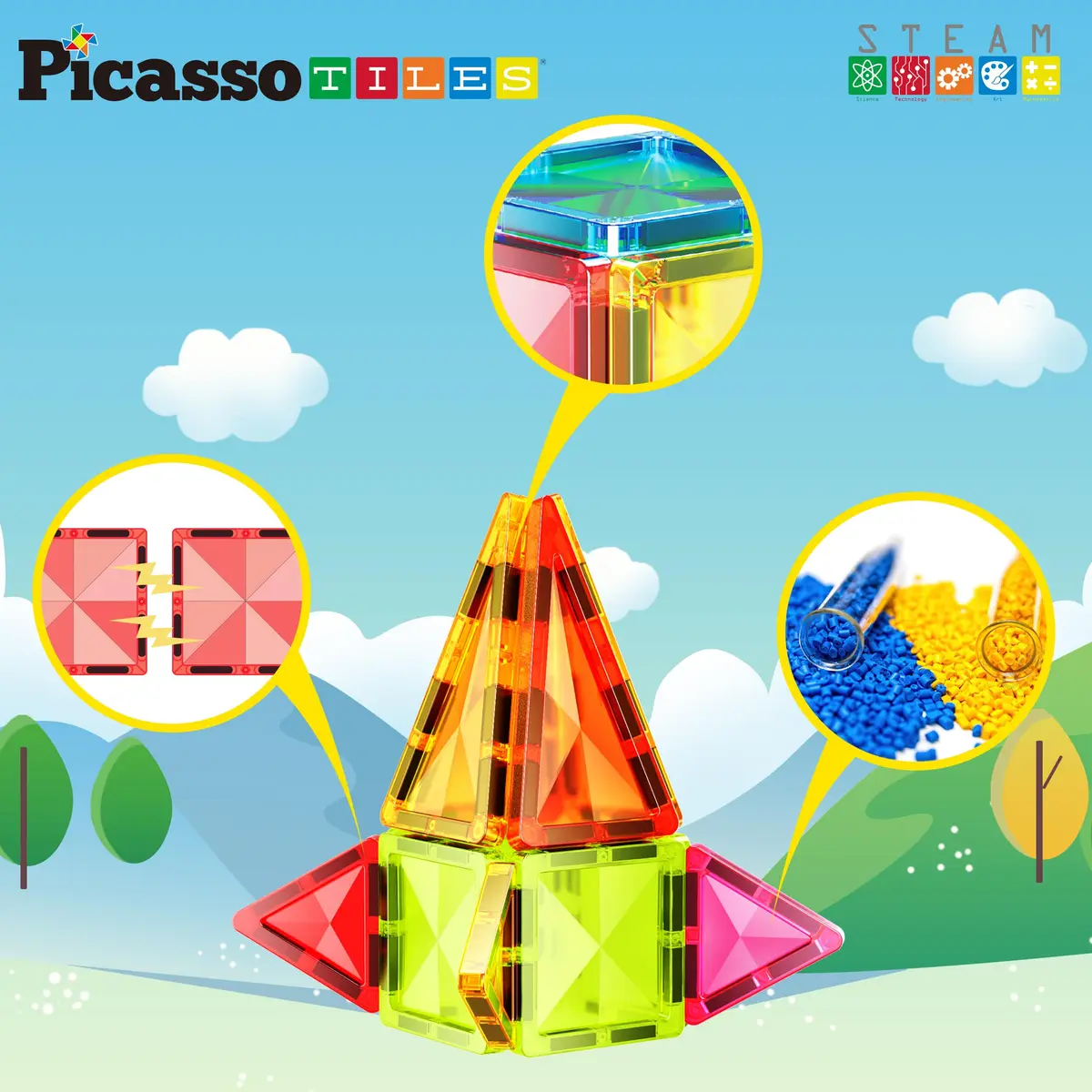 PicassoTiles Mini Diamond Series Magnet Building Blocks Toy Set 13pcs | Portable STEM Learning Kit for Kids 3+ - view 3
