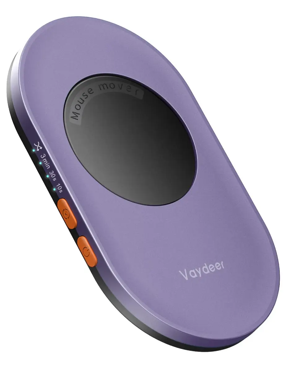 Vaydeer Ultra Slim Mouse Mover Air 3 Light Purple Button Control Mouse Jiggler - main product image