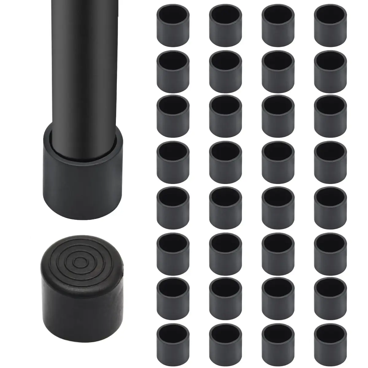 Auvotuis Black PVC Chair Leg Tips 32Pcs (22mm / 0.87 Inch) | Protects Floors from Scratches & Noise - main product image