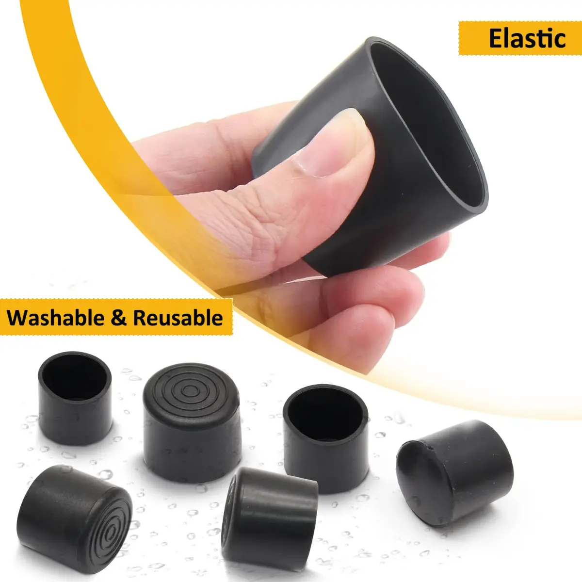 Auvotuis Black PVC Chair Leg Tips 32Pcs (22mm / 0.87 Inch) | Protects Floors from Scratches & Noise - view 3