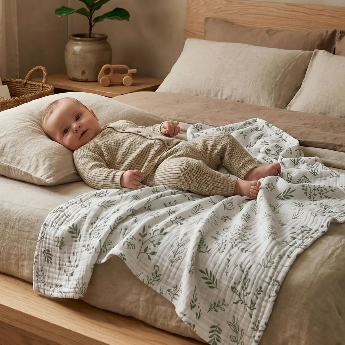 LYRICHOM BABY Muslin Swaddle Blankets 3 Pack | Breathable Organic Cotton for Newborns - view 4