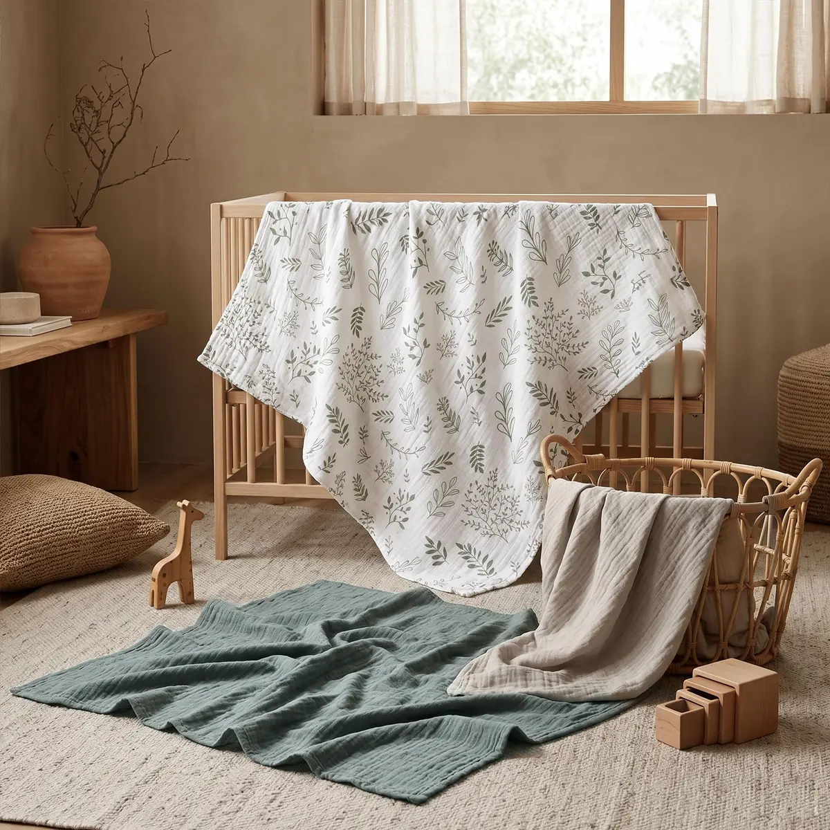 LYRICHOM BABY Muslin Swaddle Blankets 3 Pack | Breathable Organic Cotton for Newborns - view 7