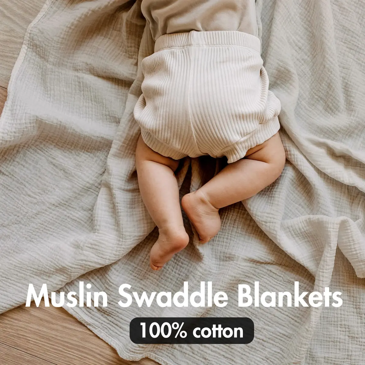 LYRICHOM BABY Muslin Swaddle Blankets 3 Pack | Breathable Organic Cotton for Newborns - view 3