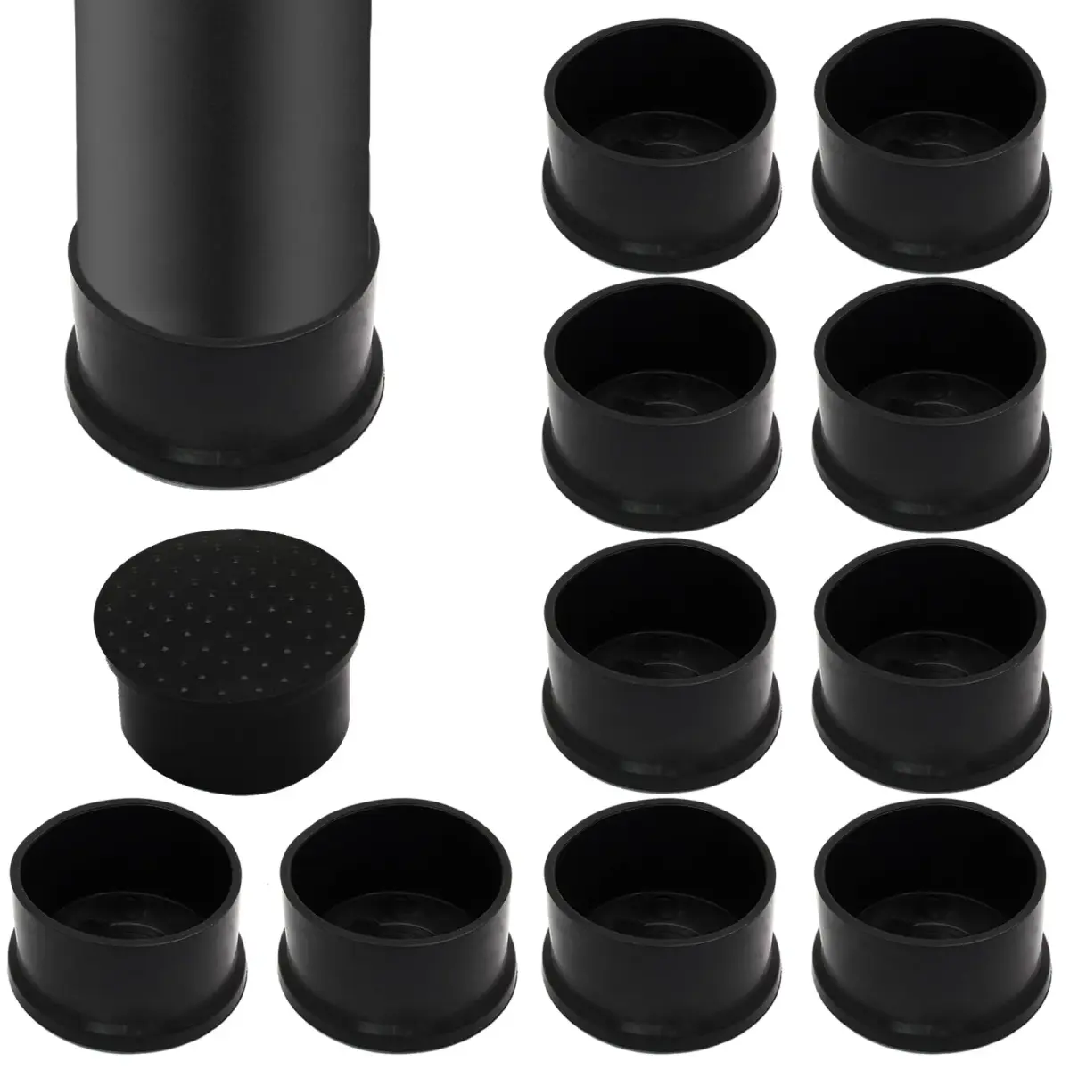 Auvotuis Black PVC Chair Leg Tips 48mm (1.89 Inch) | Protects Floors & Reduces Noise - main product image