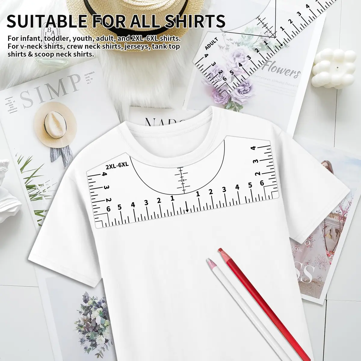 tietoc T-Shirt Ruler Guide Set with Measuring Tape | 4 Sizes for Vinyl Alignment & Heat Press - view 4