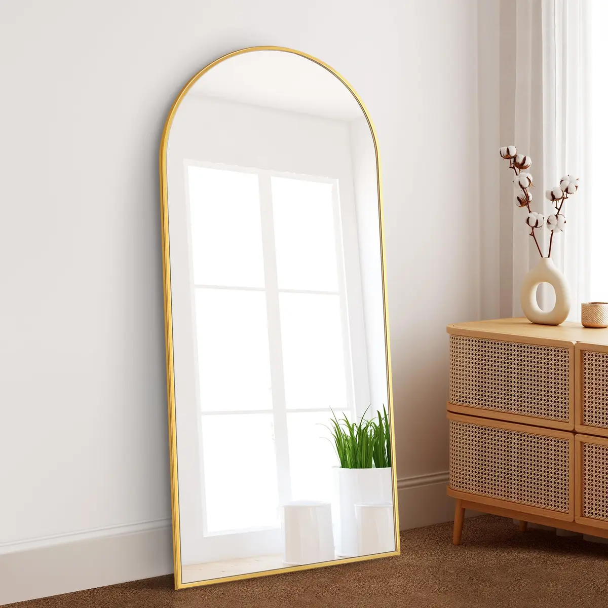 Dolonm 65x22 Inch Arch Full Length Mirror | Modern Standing Floor Mirror for Living Room & Bedroom - main product image