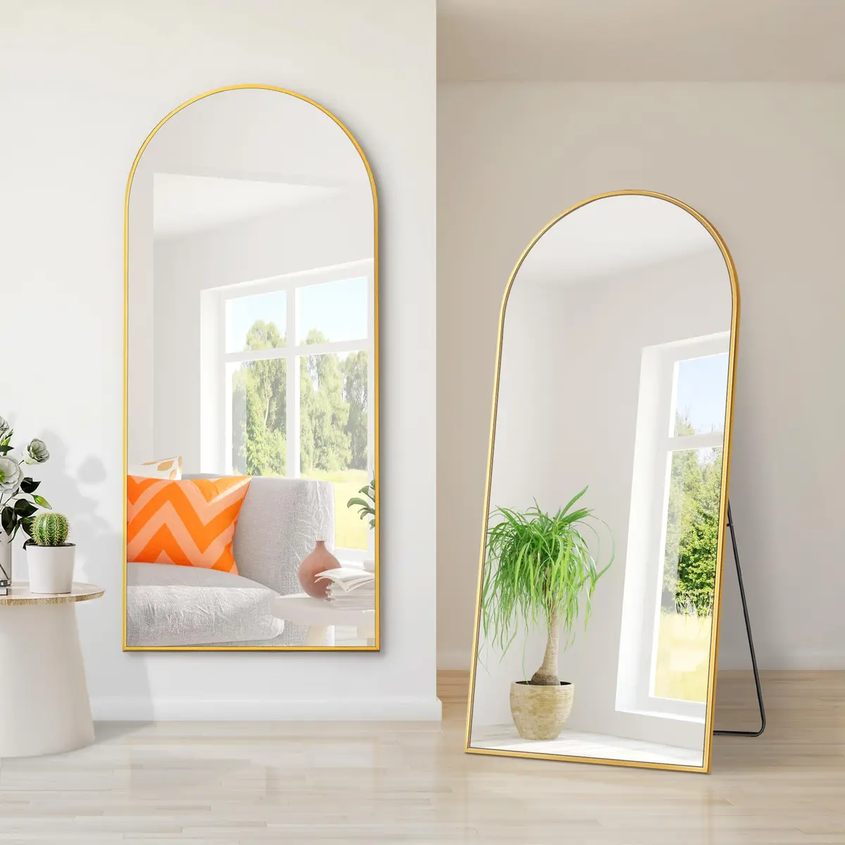 Dolonm 65x22 Inch Arch Full Length Mirror | Modern Standing Floor Mirror for Living Room & Bedroom - view 2