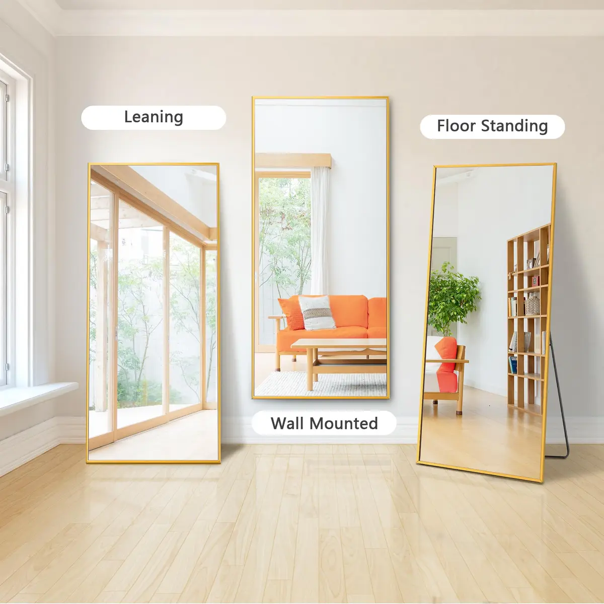 Dolonm 65x22 Inch Full Length Mirror | Modern Standing Floor Mirror for Living Room, Bedroom, Bathroom, Hallway, Gold Frame - view 6