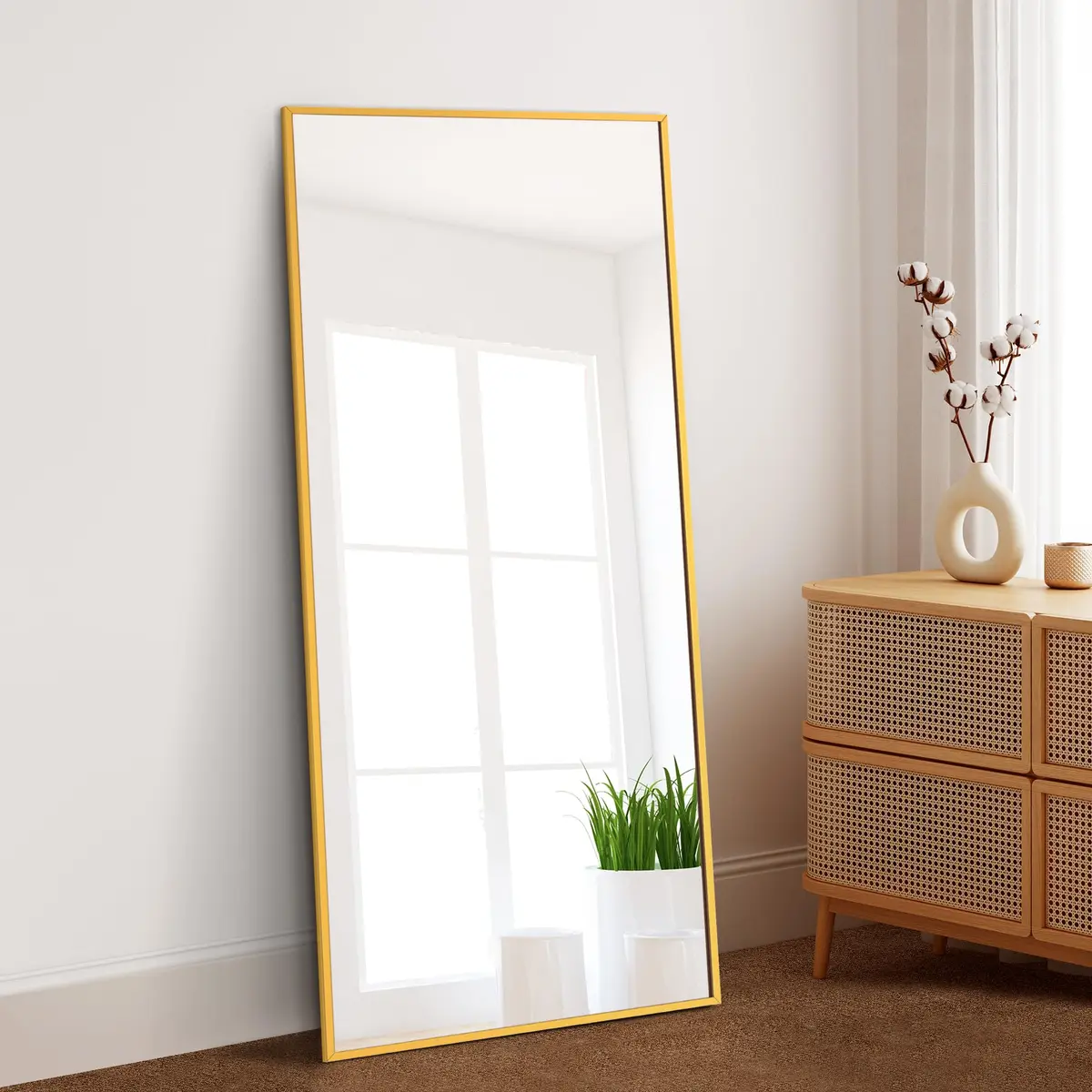 Dolonm 65x22 Inch Full Length Mirror | Modern Standing Floor Mirror for Living Room, Bedroom, Bathroom, Hallway, Gold Frame - view 2