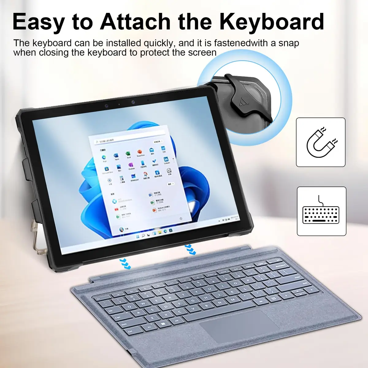 YORUNOHOSHI 12.3" Surface Pro Rugged Cover Case with Pen Holder | Translucent Black - view 6