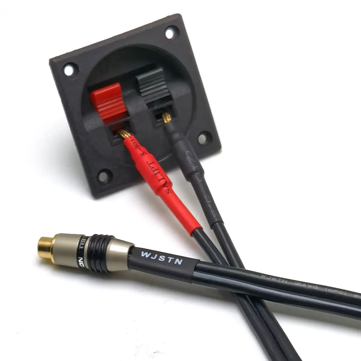 WJSTN RCA Speaker Adapter - 6 Inch Flex Pin Banana Plugs to RCA Female Audio Cable | Heavy Duty, 2 Pack - view 6