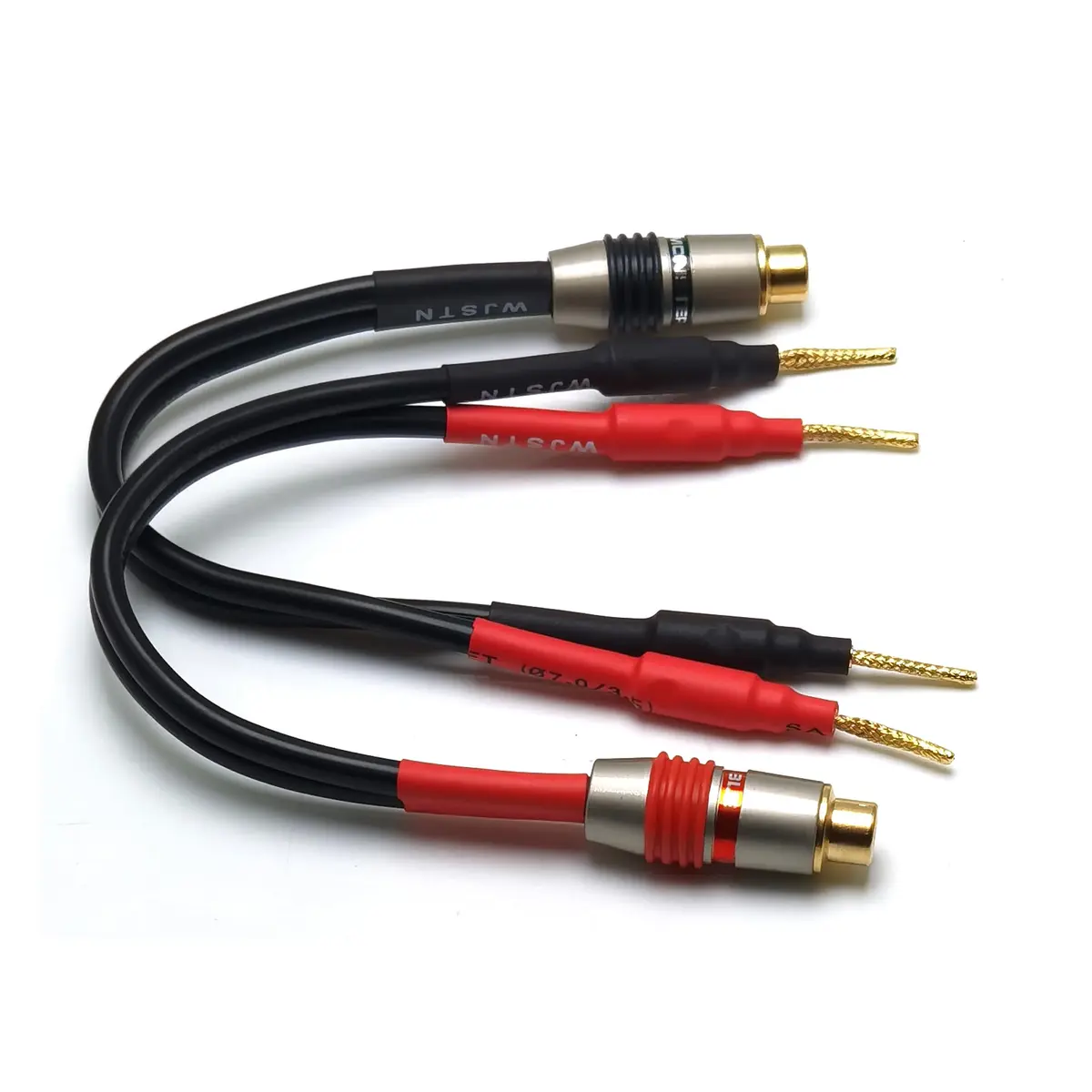 WJSTN RCA Speaker Adapter - 6 Inch Flex Pin Banana Plugs to RCA Female Audio Cable | Heavy Duty, 2 Pack - view 2