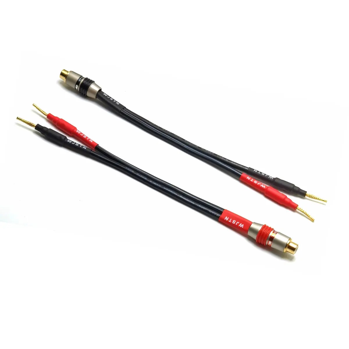 WJSTN RCA Speaker Adapter - 6 Inch Flex Pin Banana Plugs to RCA Female Audio Cable | Heavy Duty, 2 Pack - view 3