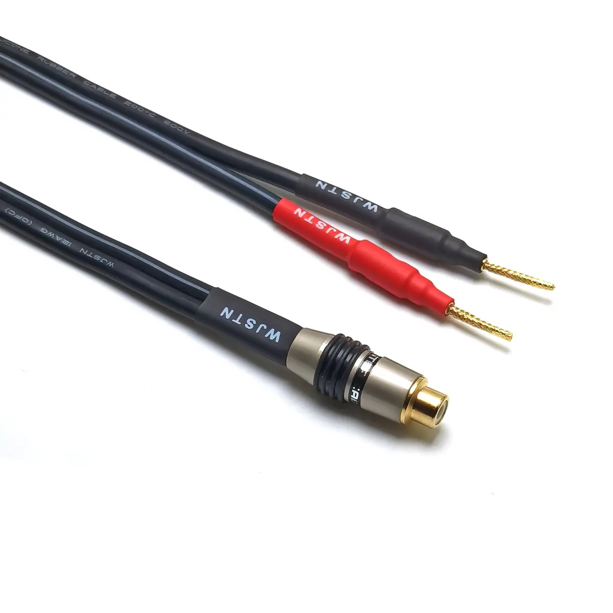 WJSTN RCA Speaker Adapter - 6 Inch Flex Pin Banana Plugs to RCA Female Audio Cable | Heavy Duty, 2 Pack - view 4