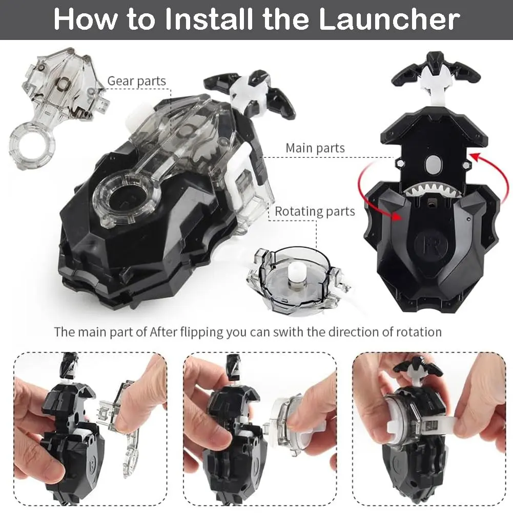 Battbeyle Black Spinning Toy Top Launcher and Grip Set | ASTM-Tested for Safe Play - view 3