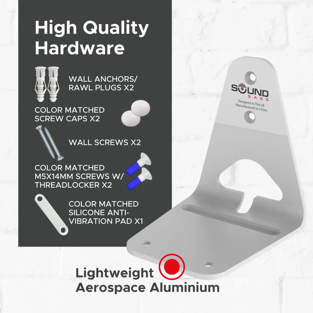 Sound Bass ERA300 Wall Mount Bracket Twin Pack White | Low Profile Space Saving Design - view 5