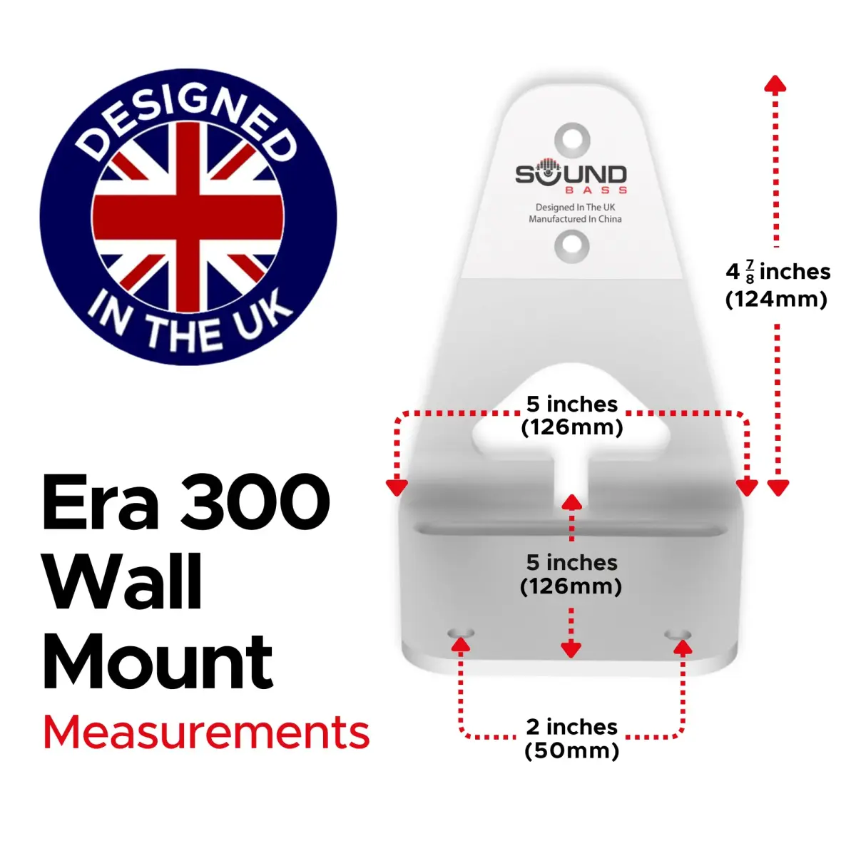 Sound Bass ERA300 Wall Mount Bracket Twin Pack White | Low Profile Space Saving Design - view 6