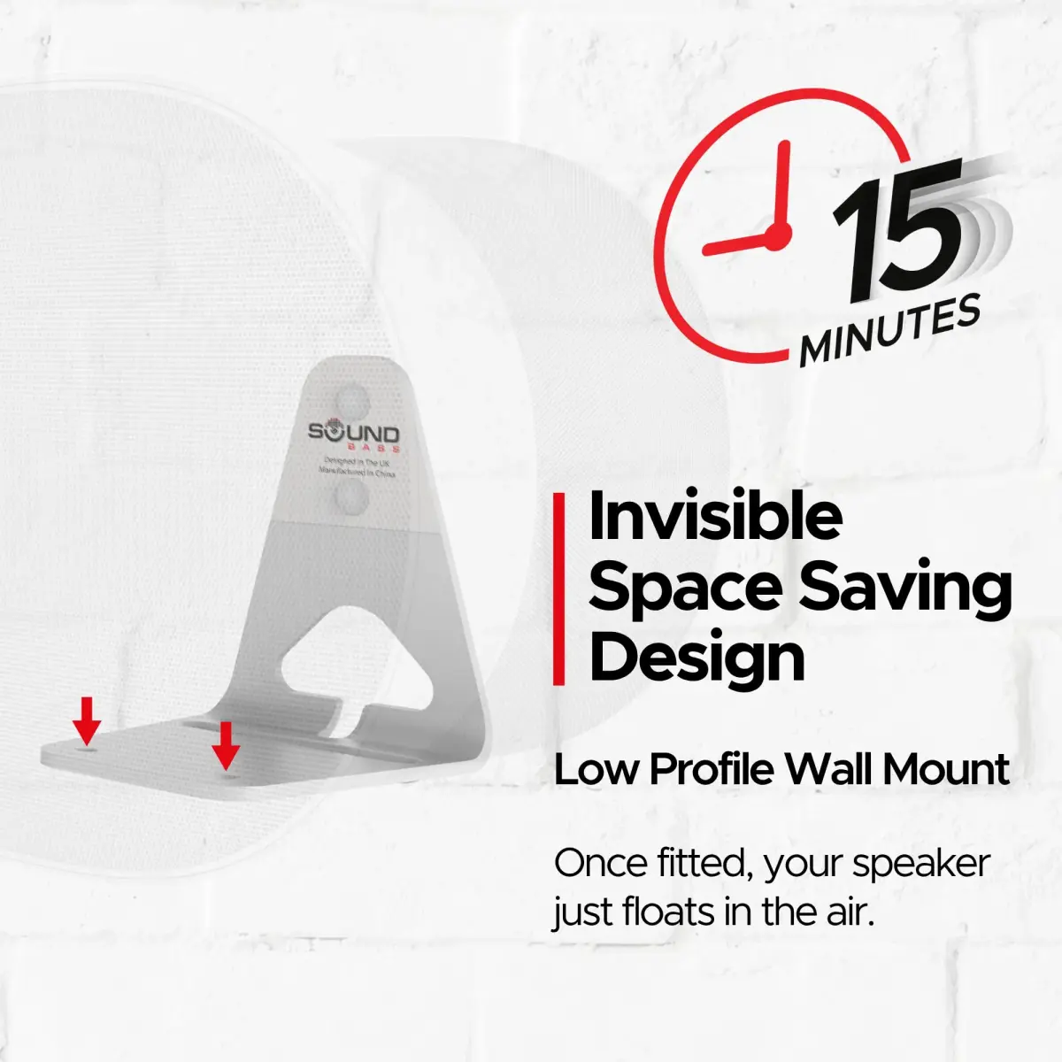 Sound Bass ERA300 Wall Mount Bracket Twin Pack White | Low Profile Space Saving Design - view 3