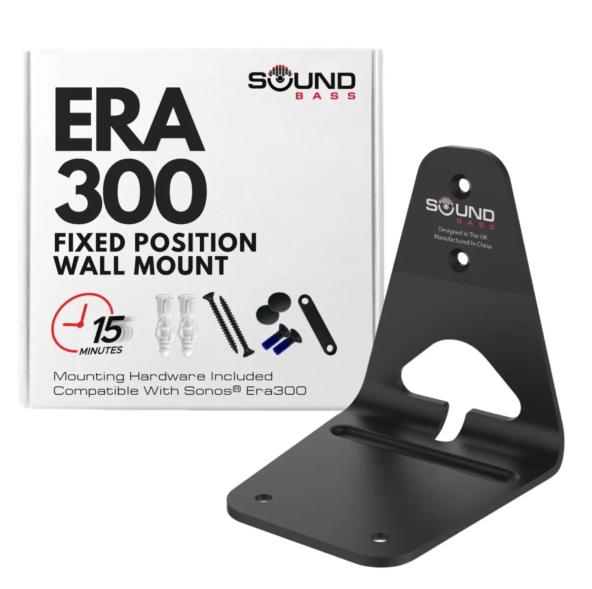 Sound Bass ERA300 Wall Mount Bracket Black Single Unit | Low Profile Mount for Sonos ERA 300 Speaker - main product image
