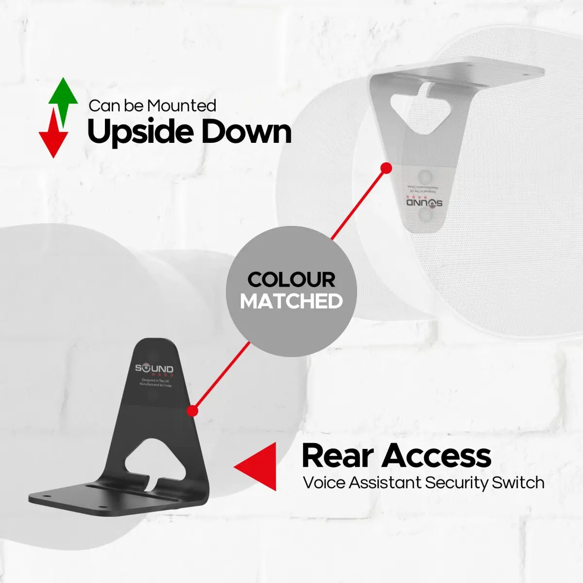 Sound Bass ERA300 Wall Mount Bracket Black Single Unit | Low Profile Mount for Sonos ERA 300 Speaker - view 7
