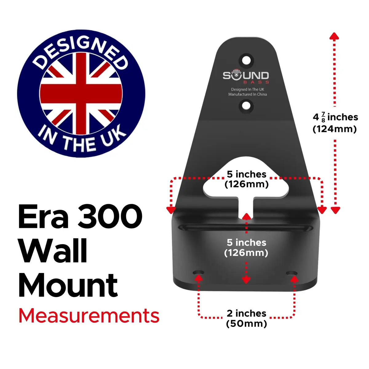 Sound Bass ERA300 Wall Mount Bracket Twin Pack (2pcs) | Low Profile Black Mounts for Sonos Era 300 Speakers - view 6